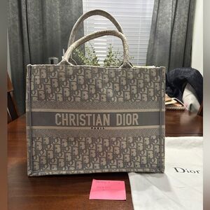Christian Dior Gray Medium Tote Bag